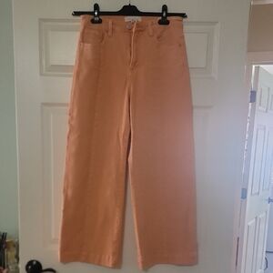 High-Rise Wide Leg Jeans in Peach Orange